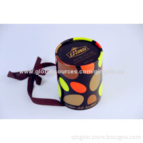 Cute designed food box for sweet and chocolate, cylinder box